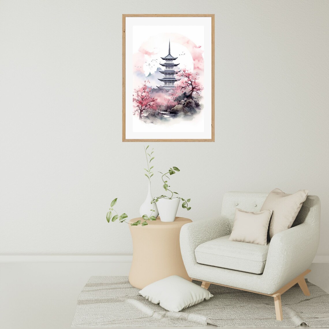 Zen Garden Wall Art Japandi Landscapeinstant Watercolor Zen Art Japanese Wall Art Spiritual Painting Asian Wall Art - Image 2