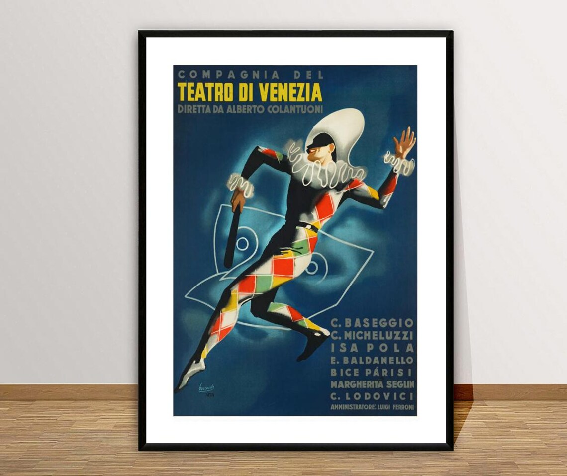 Teatro Di Venezia Alberto Colantuoni Harlequin Vintage Theater Poster - Image 3