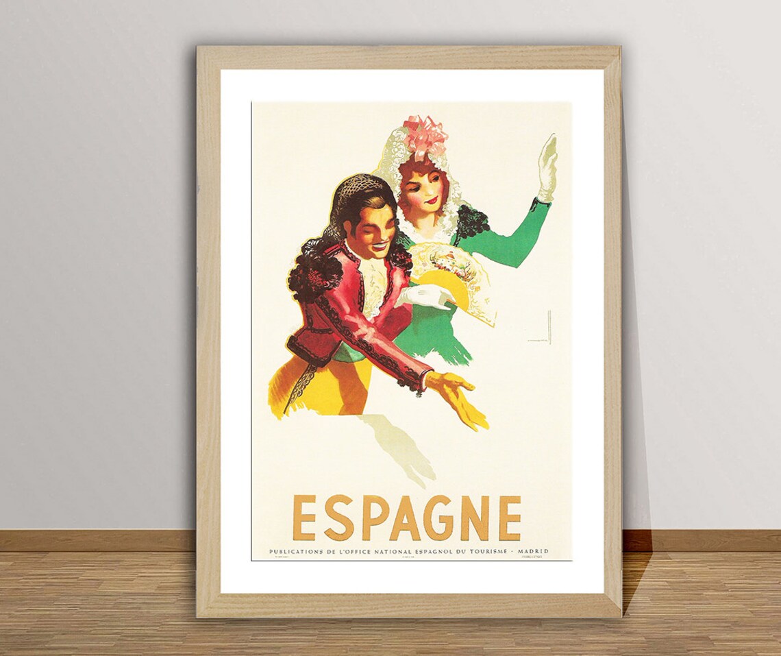 Espagne Spain Tourism Matador Flamenco Dancer Vintage Travel Poster