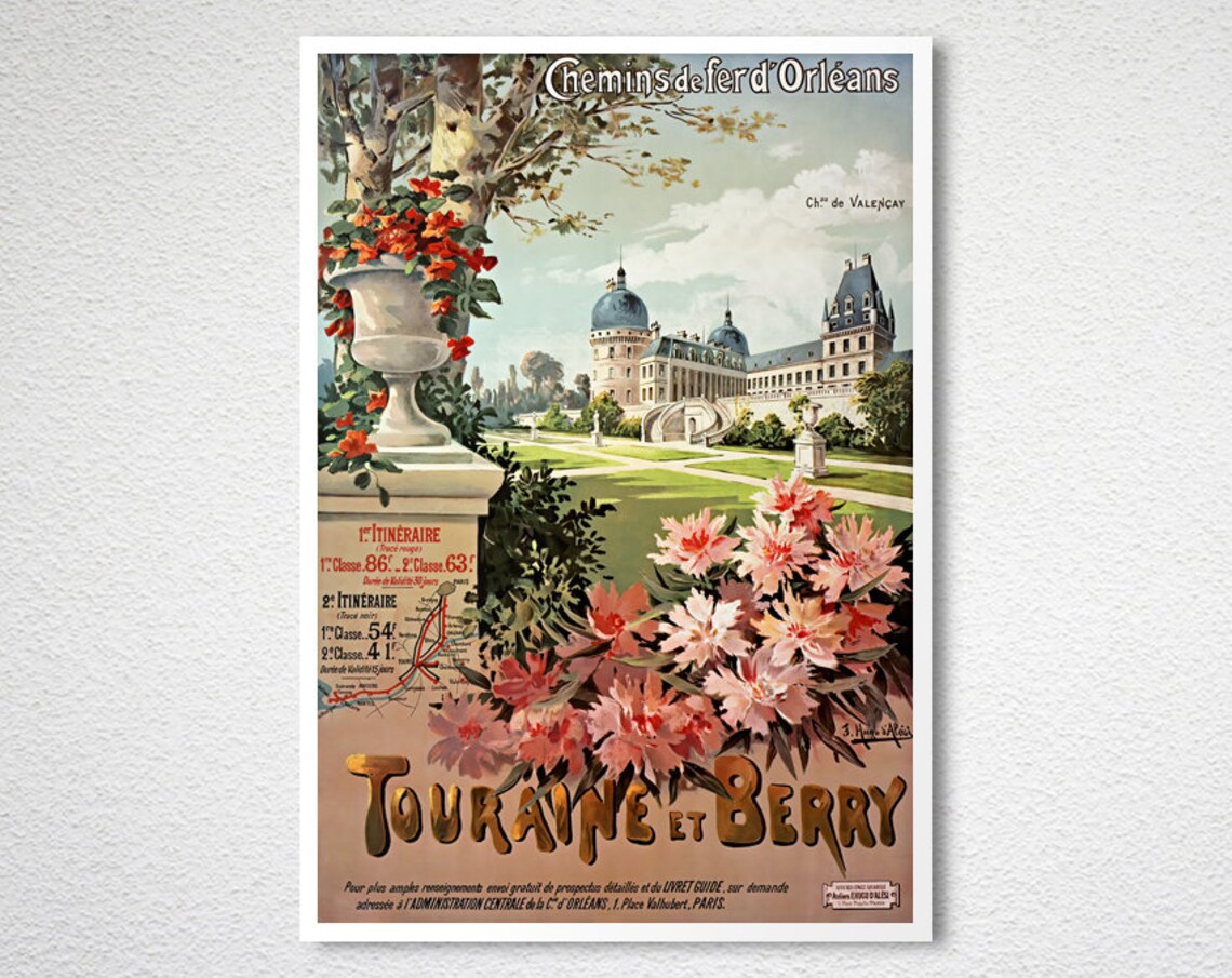 Touraine et Berry Chateau de Valencay Garden French Railway Poster - Image 2