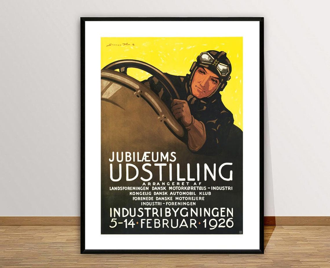Danish Motor Exhibition 1926 Jubilaeums Udstilling Vintage Auto Poster - Image 2