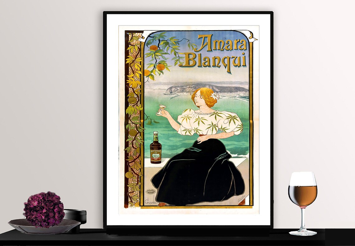 Amara Blanqui Art Nouveau Vintage French Advertising Poster Seaside