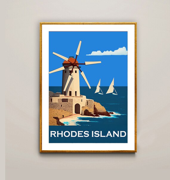 Rhodes Island Travel Poster By Wed Poster Paper Or Print Gift Idea Wall Decor