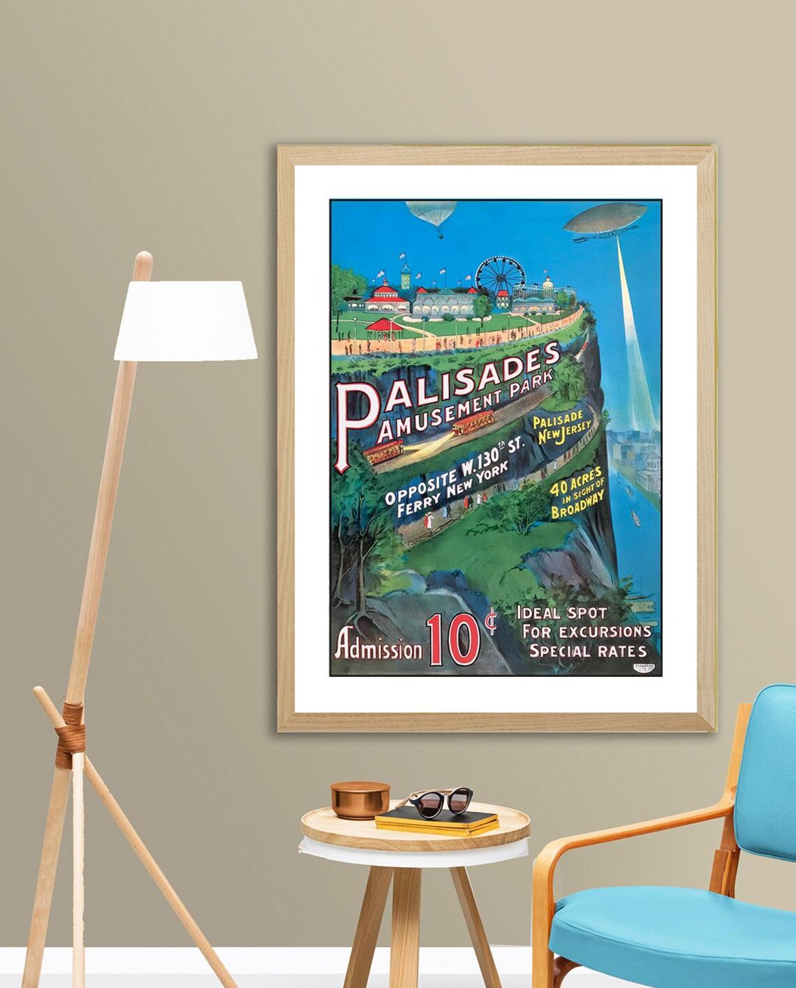 Palisades Amusement Park Vintage Travel Poster - Image 2