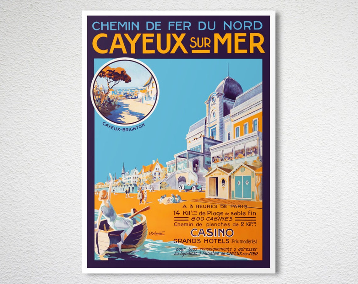 Cayeux sur Mer Vintage Railway Poster French Beach Casino Art - Image 2