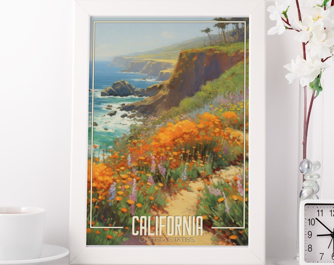 California Big Sur Poster United States Travel Art Png Wall Decor Prints Retro Poster Tourism Travel Inspiration Prints