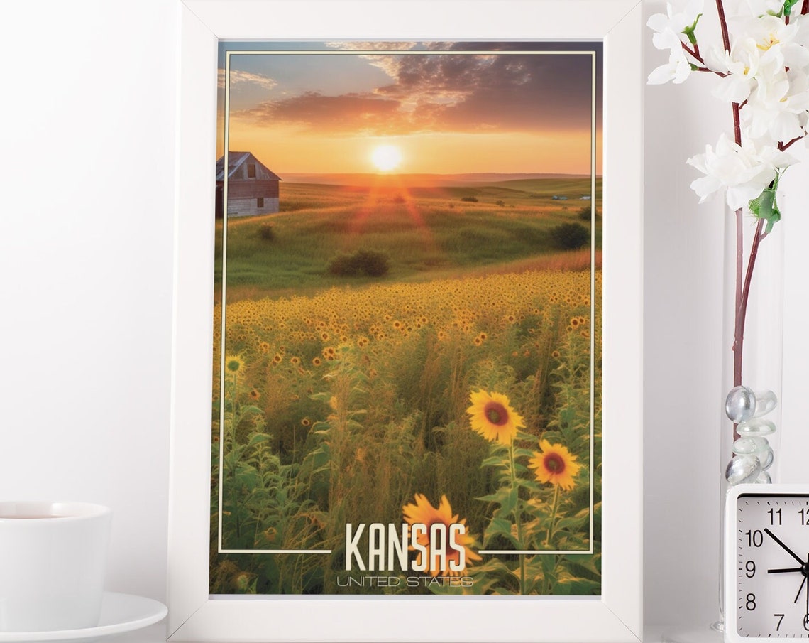 Kansas Png Us States Realistic Travel Poster Art Png Instant Kansas Us Wall Prints Modern Travel Poster Tourism Decor