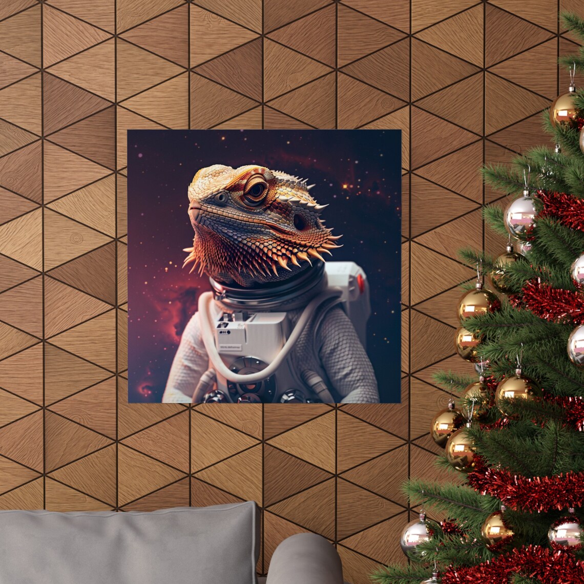 Space Bearded Dragon Astronaut Poster, Reptile Humor - Image 4