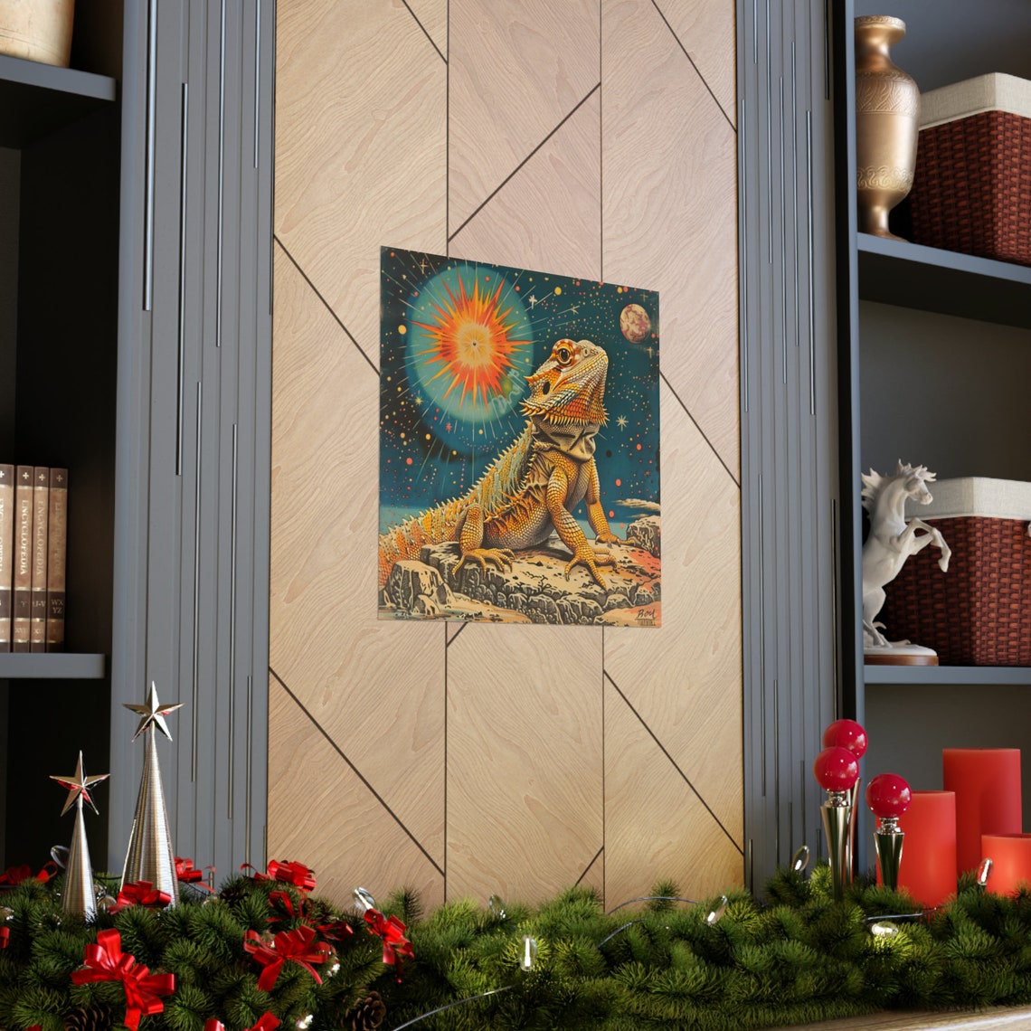 Vintage Retro Cosmic Bearded Dragon Poster - Image 3