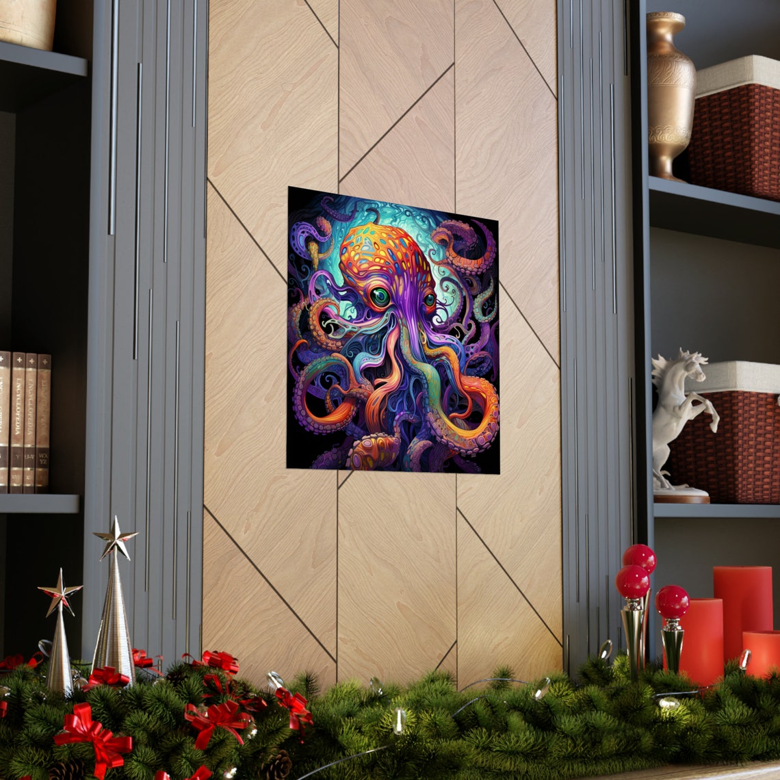 Rainbow Octopus Psychedelic Festival Art Print - Image 3