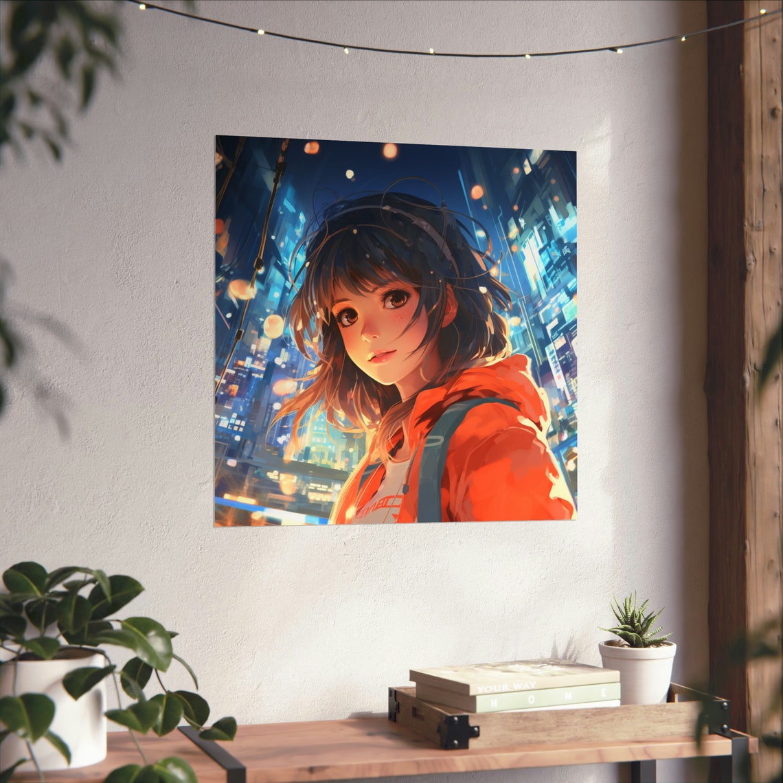 City Girl Shy Anime Girl, Modern Art - Image 4