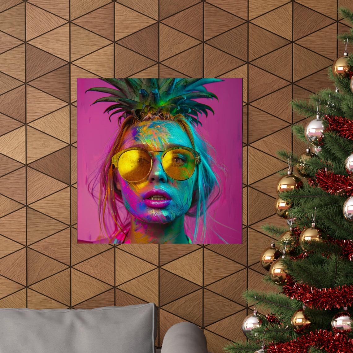 Pineapple Girl Abstract Portrait, Fruit Wall Art Print - Image 4