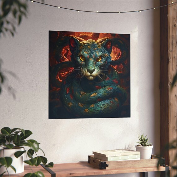 Serpent Cat Psychedelic Cat Lovers Art Print