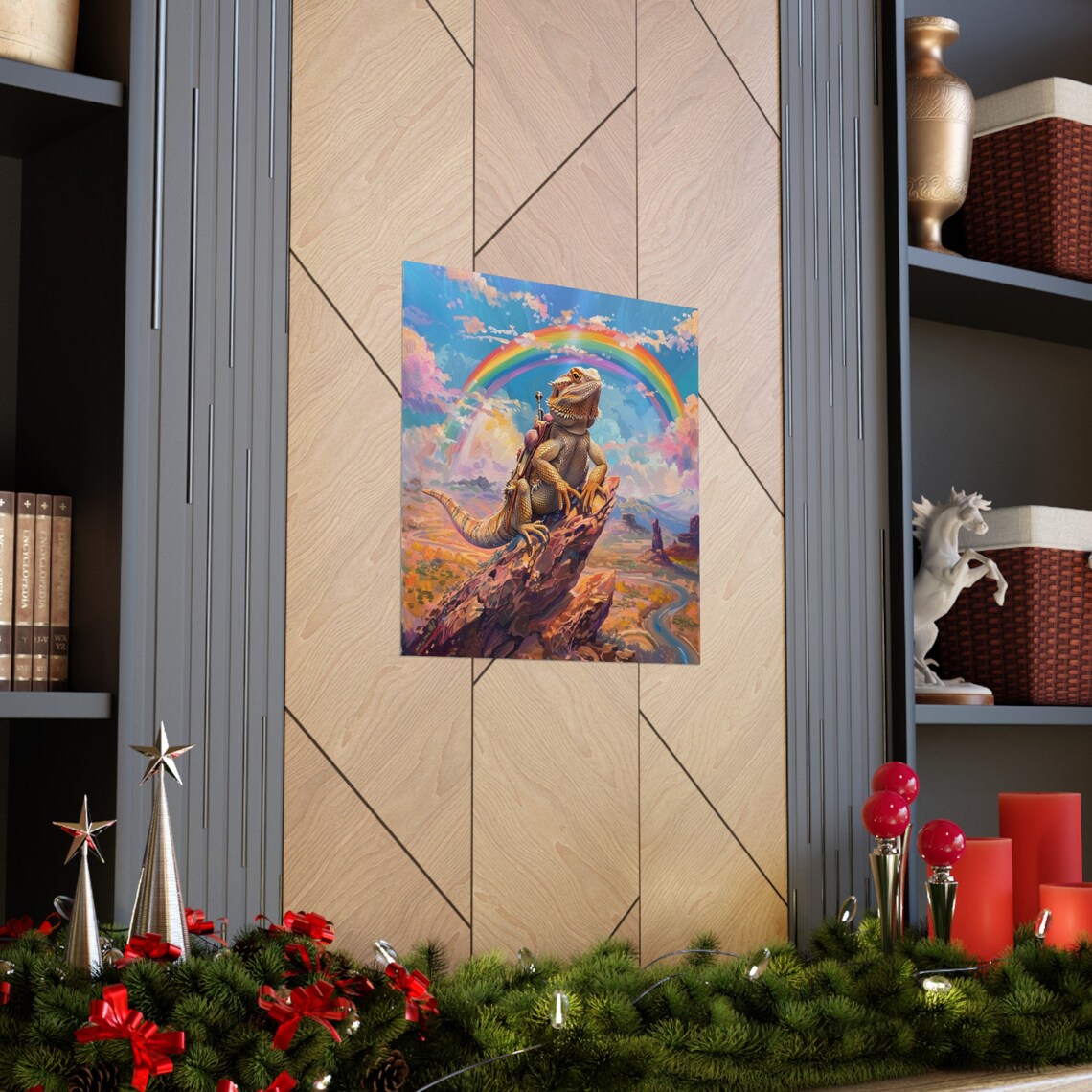 Bearded Dragon Adventuring Under The Rainbow Art Print - Image 3