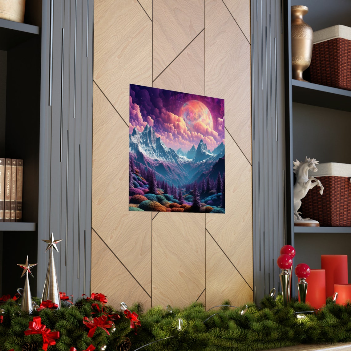 Billowing Yarn Hills, Cloudy Night Sky Poster - Image 4