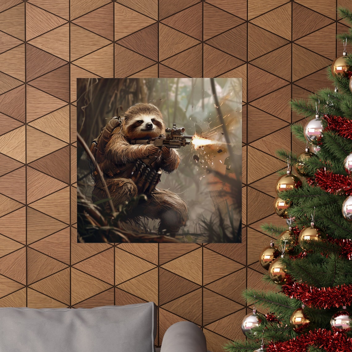 Army Sloth Poster, Sloth Humor Art Print - Image 4