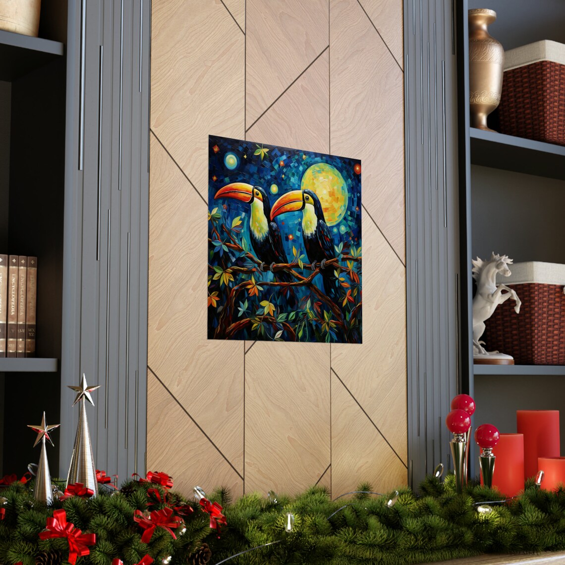 Post Impressionism Toucans Under The Moon Art Print - Image 3