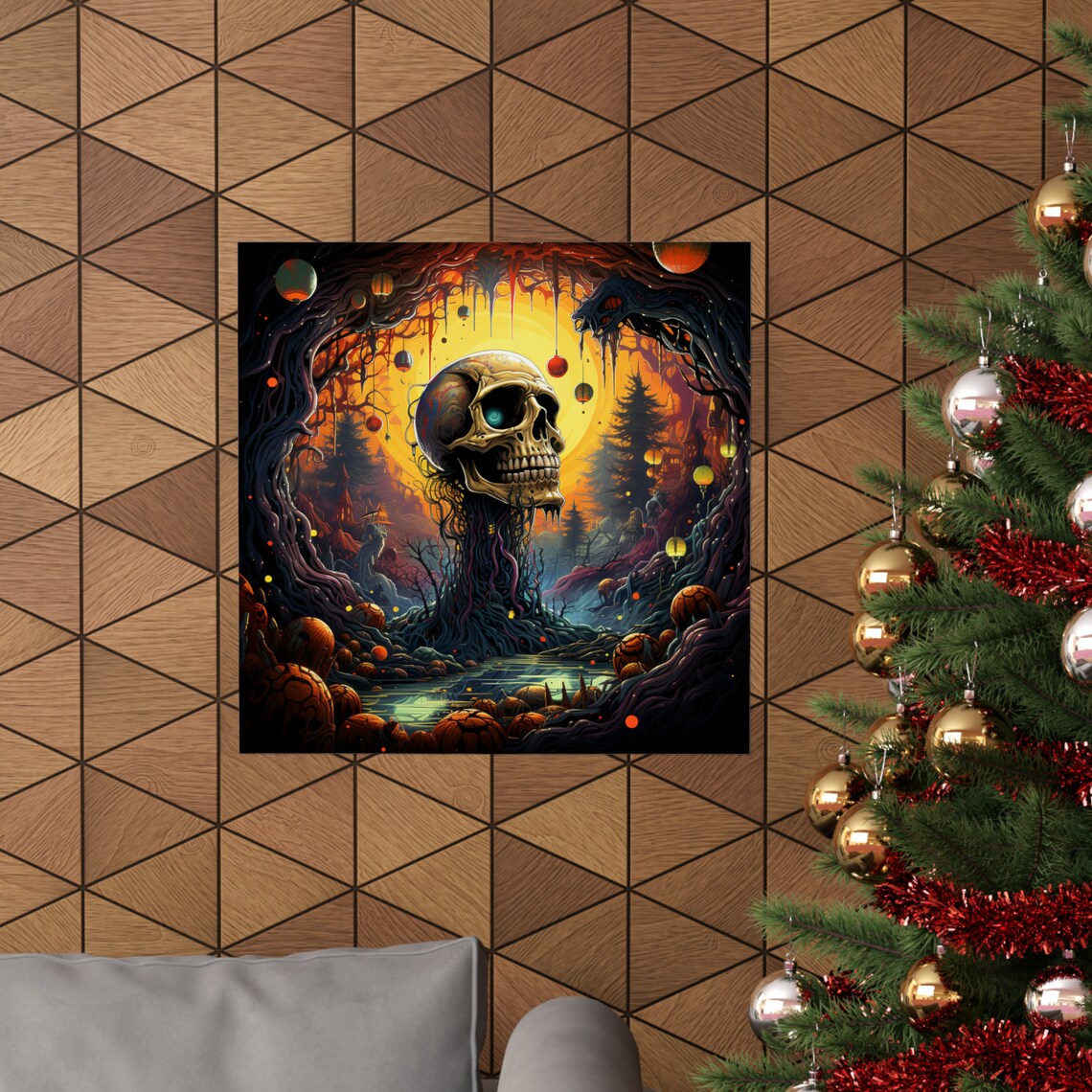 Halloween Night 2 Skull Poster, Trippy Halloween - Image 4