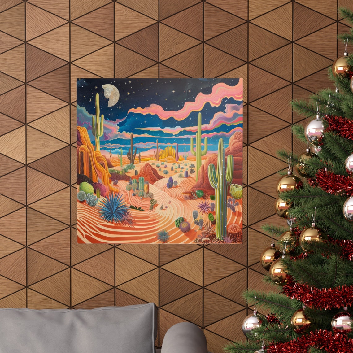 Desert Starry Night Abstract Poster, Desert Landscape - Image 4