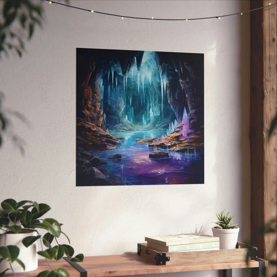 Purple Lagoon Crystal Cave Poster, Cave Lovers Art