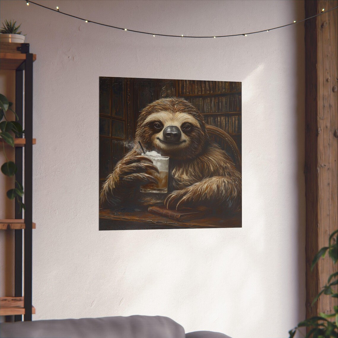 Boss Sloth Drinking White Russian, Funny Poster