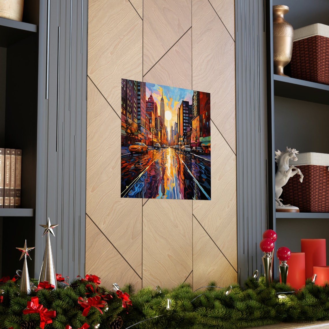 Melted City Post Impressionist Poster, Sunset Cityscape - Image 3