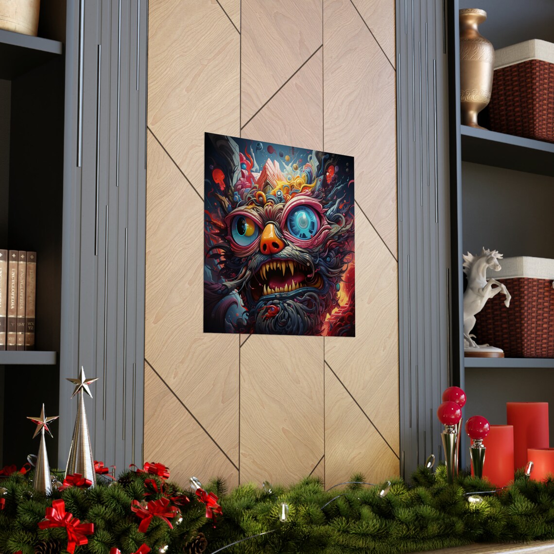 Trippy Mechanical Cat, Psychedelic Animal Poster - Image 3