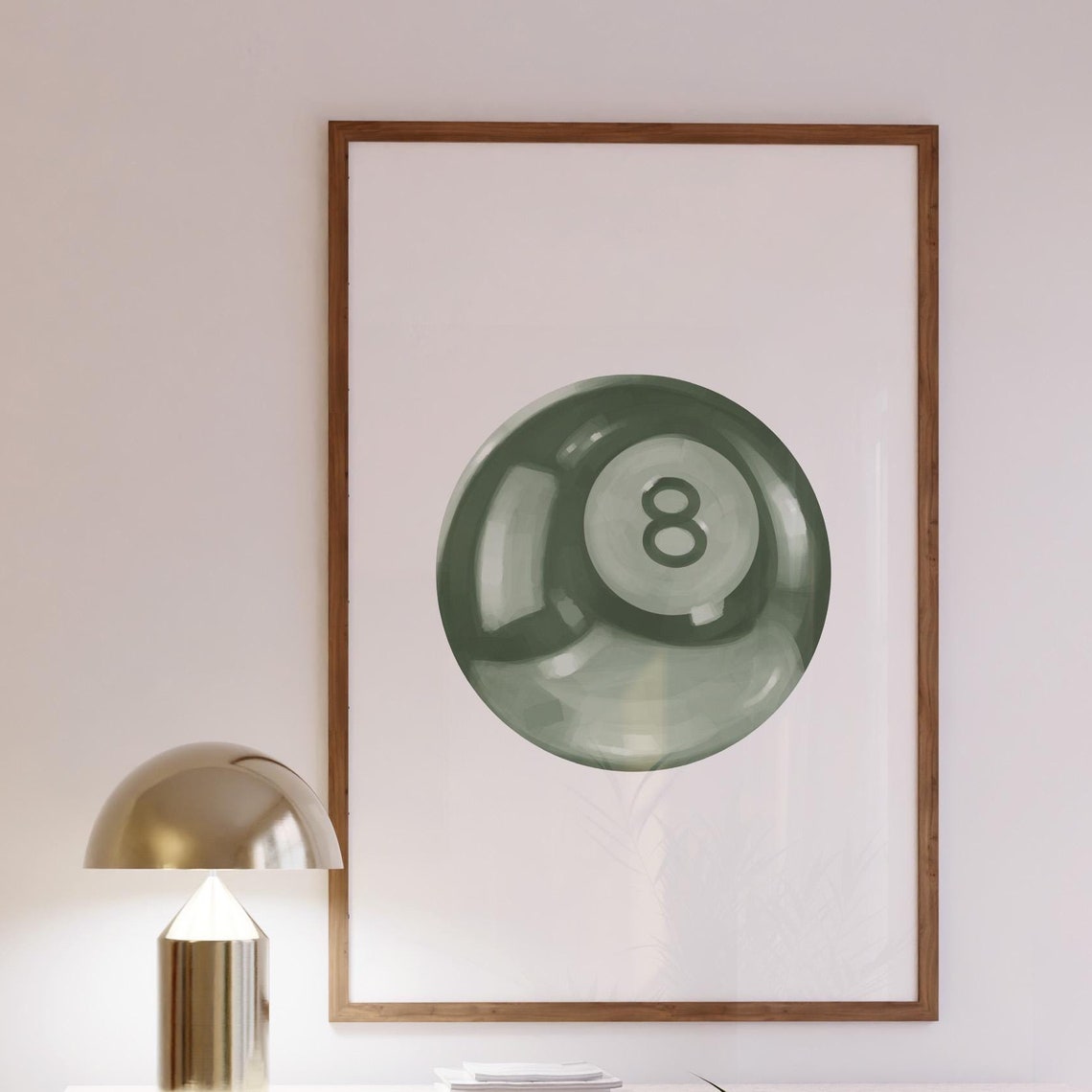 Dark Forest Green 8 Ball Glossy Watercolor Preppy Wall Poster