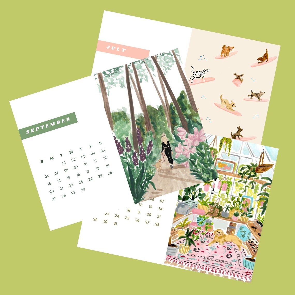 2025 Monthly Calendar Sweet Animals Watercolor Art Print Dog Cat Bunny - Image 4