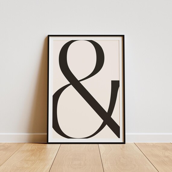 Minimalist Symbol Art Ampersand Typography Modern Wall Decor Black And Beige Print Ampersand Art Print Bold Typography Modern Decor