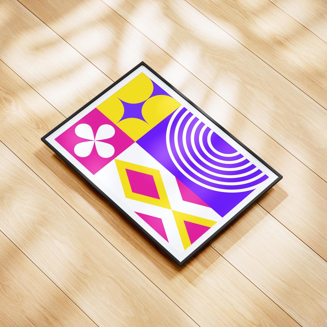 Vibrant Geometric Pattern Print Abstract Shapes Art Modern Wall Decor Bold Color Design Colorful Abstraction Modern Wall Decor