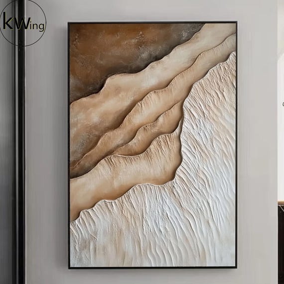 Large Beige Brown Abstract Textured Painting Brown Minimalist Wall Painting 3d Textured Wall Art Modern Art Wabi Sabi Wall Decor