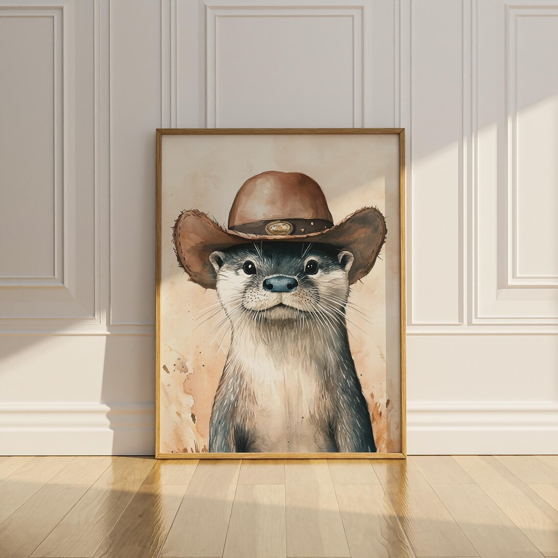 Otter Cowboy Hat Print, Funny Western Sea Otter - Image 2