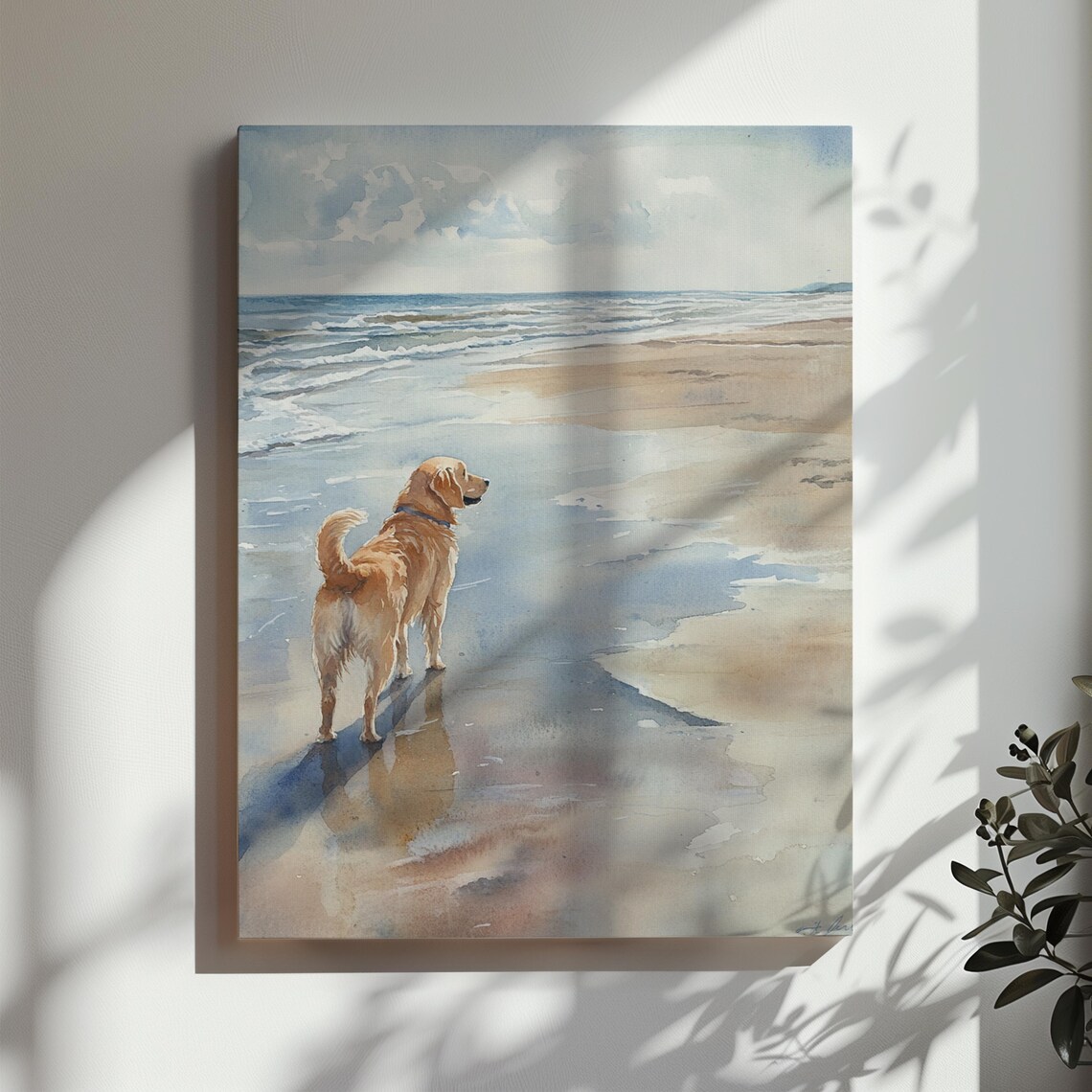 Dog Beach Coastal Watercolor Art Print - Image 2