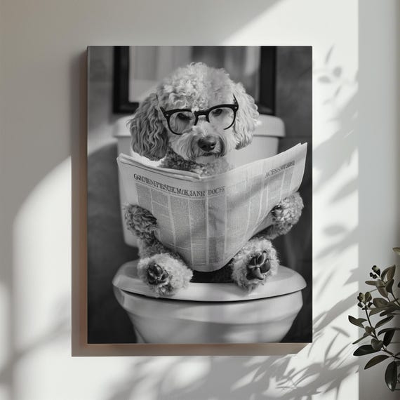 Goldendoodle Toilet Print Funny Dog Bathroom Wall Art Photo Bathroom Doodle Mom Dad Gift Idea Restroom Wall Art Matte