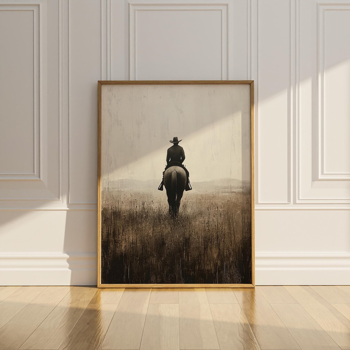 Cowboy Riding Horse Vintage Western Art Print - Image 3