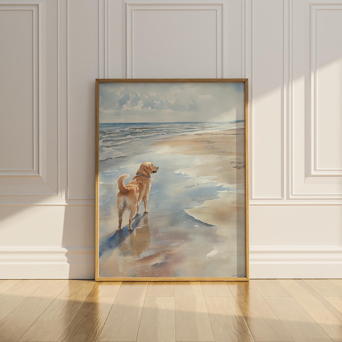 Coastal Dog Poster Print, Watercolor Beach Decor - Image 2