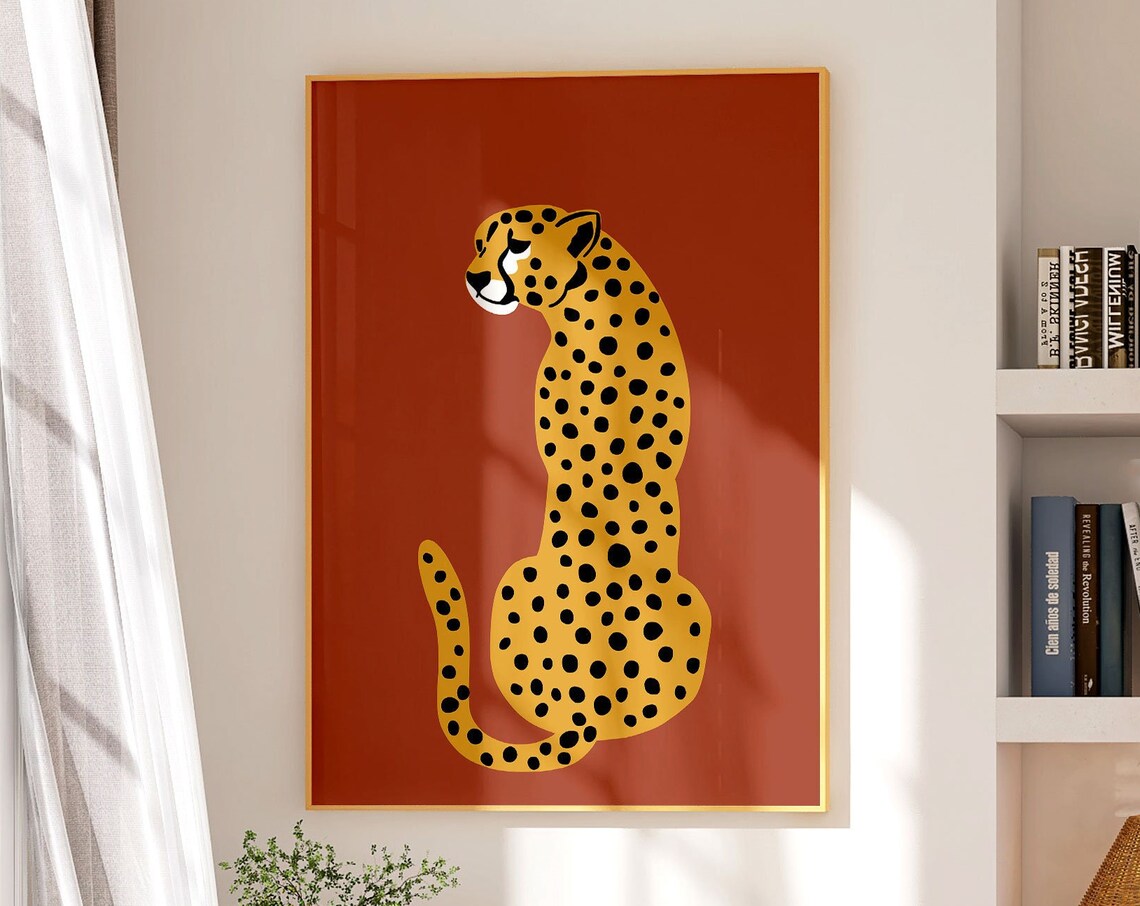 Cheetah Terracotta Animal Print, Jungle Wall Art