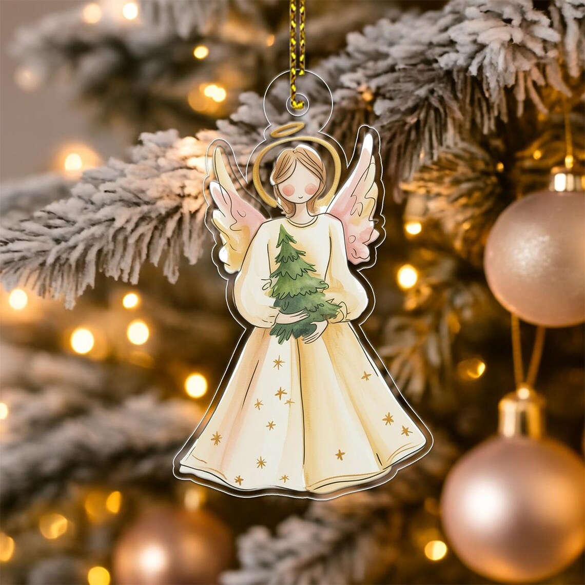 Custom Angel Christmas Ornament Print Personalized Name Holiday Gift Keepsake