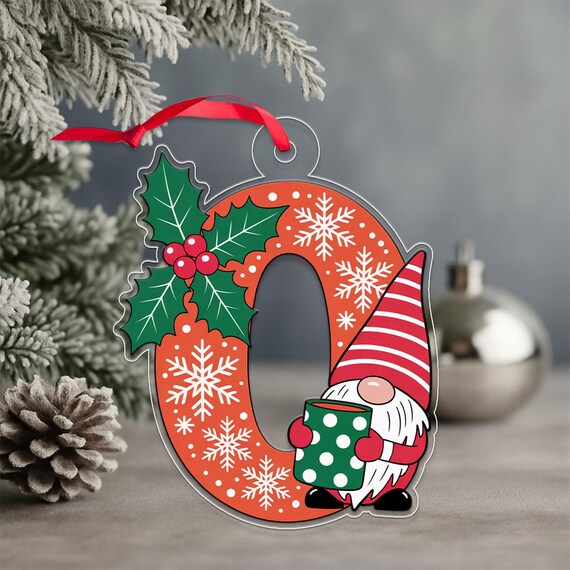 Letter O Gnome With Hot Cocoa Mug Christmas Initial Acrylic Print