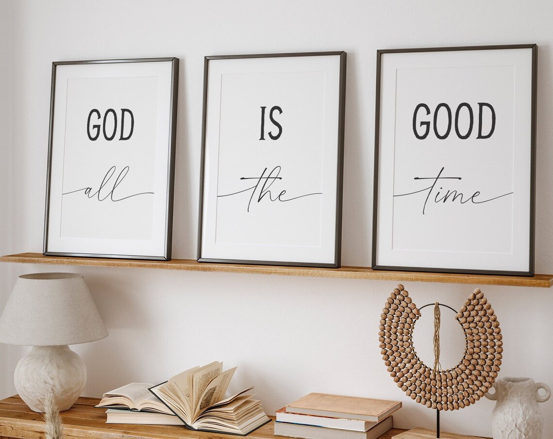 God Is Good All The Time Trio Minimalist Christian Typography Quote Poster - Image 7