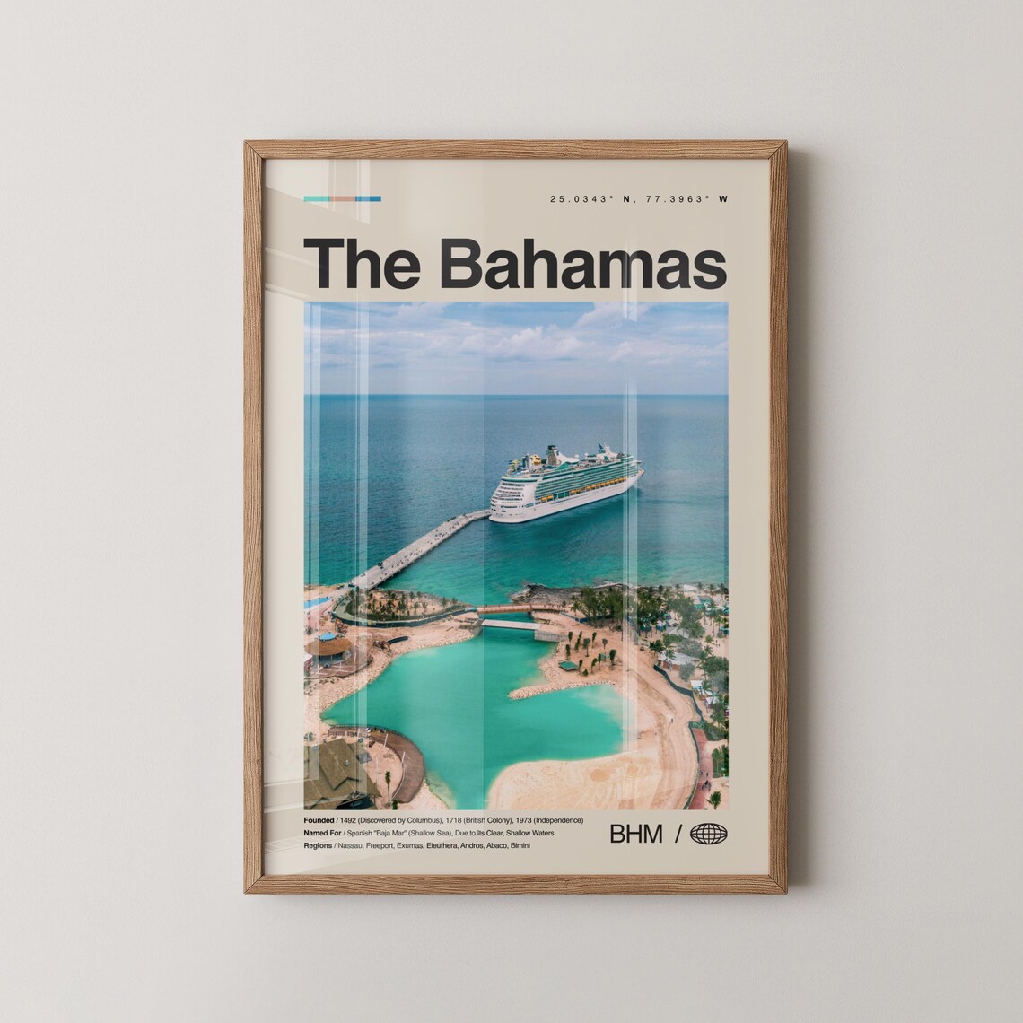The Bahamas Cruise Ship Turquoise Water Photo Poster With Island Facts