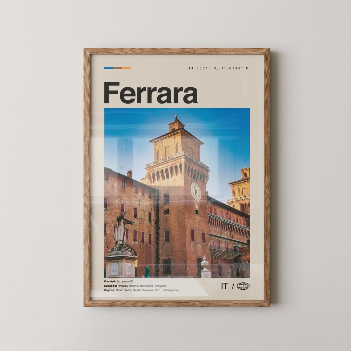 Ferrara Print Wall Art Poster Photo Dcor Map Italy