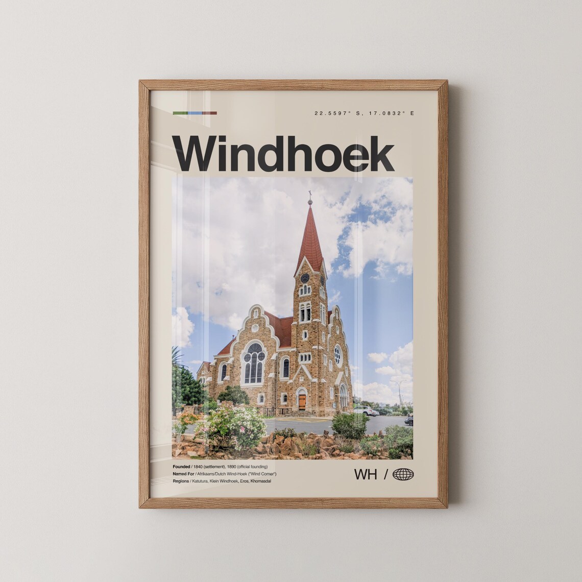Windhoek Namibia Photo Travel Poster With Christ Church Landmark