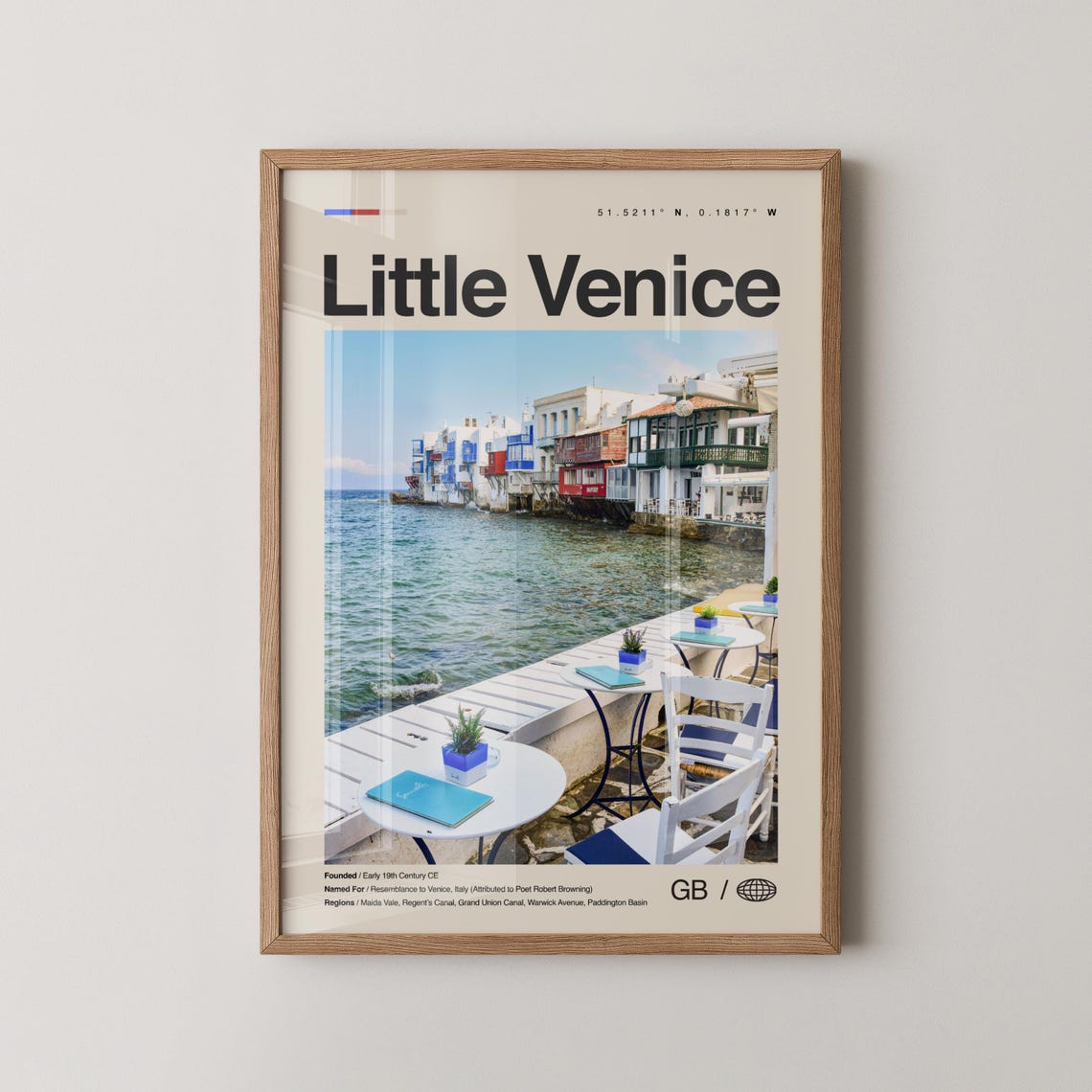 Sunny Little Venice Waterfront Cafes Photo Coastal Travel Poster