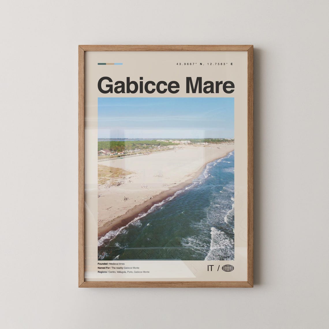 Gabicce Mare Italy Sandy Beach Aerial Shoreline Travel Poster