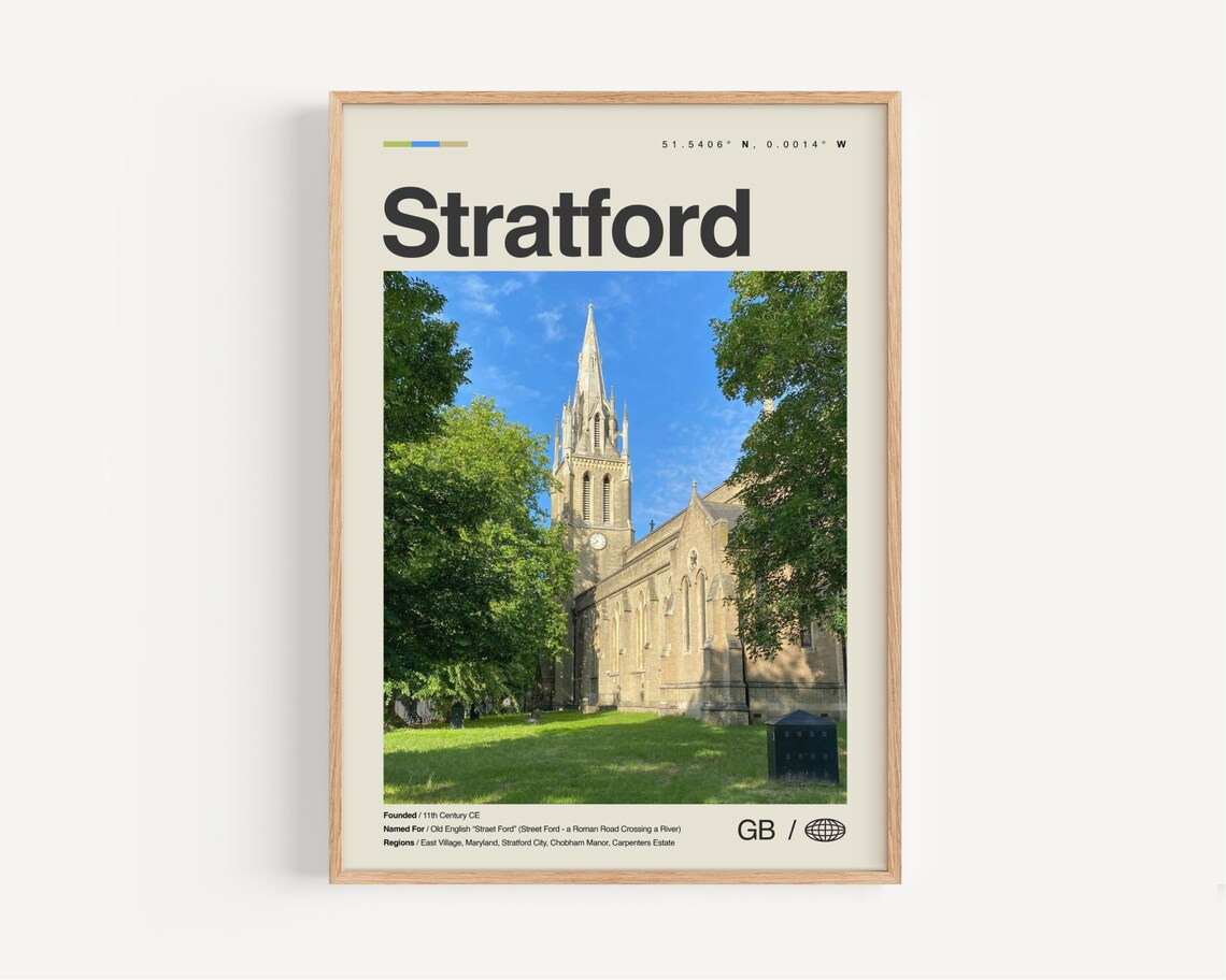 Stratford England Historic Church Landmark Travel Photo Poster