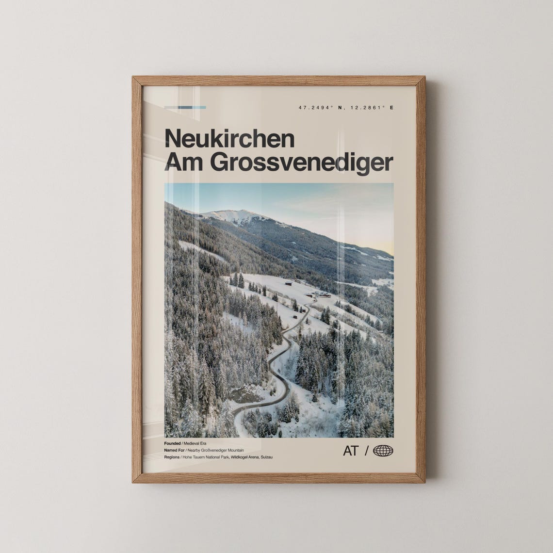 Neukirchen Am Grossvenediger Snowy Alpine Village Road Poster