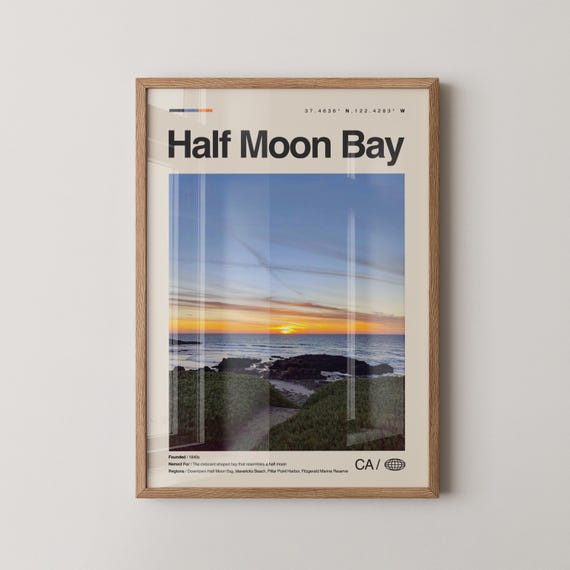 Half Moon Bay Print Wall Art Poster Photo Mavericks Beach Pillar Point Harbor