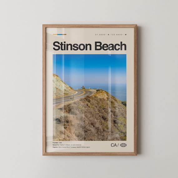 Stinson Beach California Coastal Highway Ocean Cliffs Photo Travel Poster